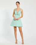 Women's Green Mini Dress - Green Satin