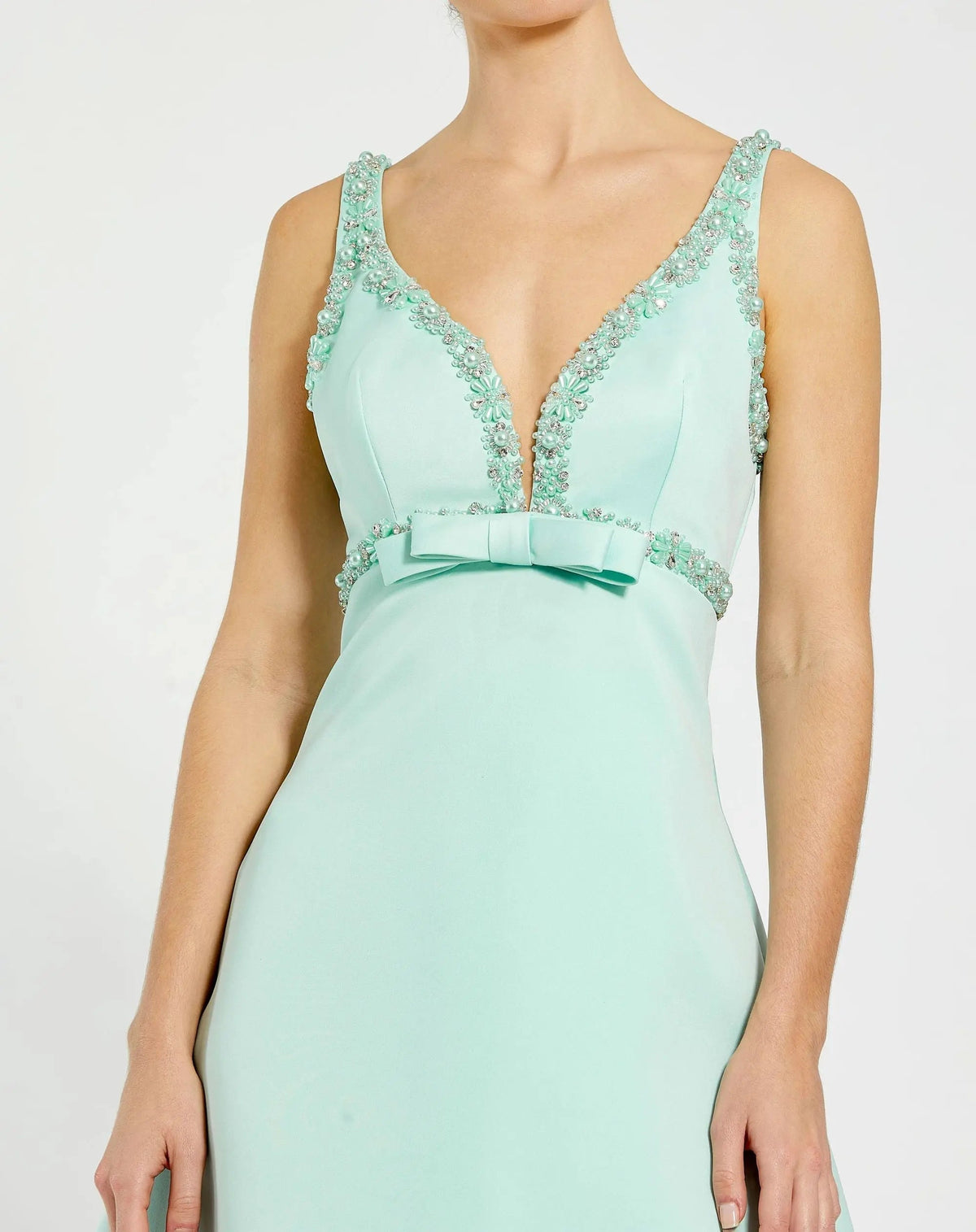 Women's Green Mini Dress - Green Satin