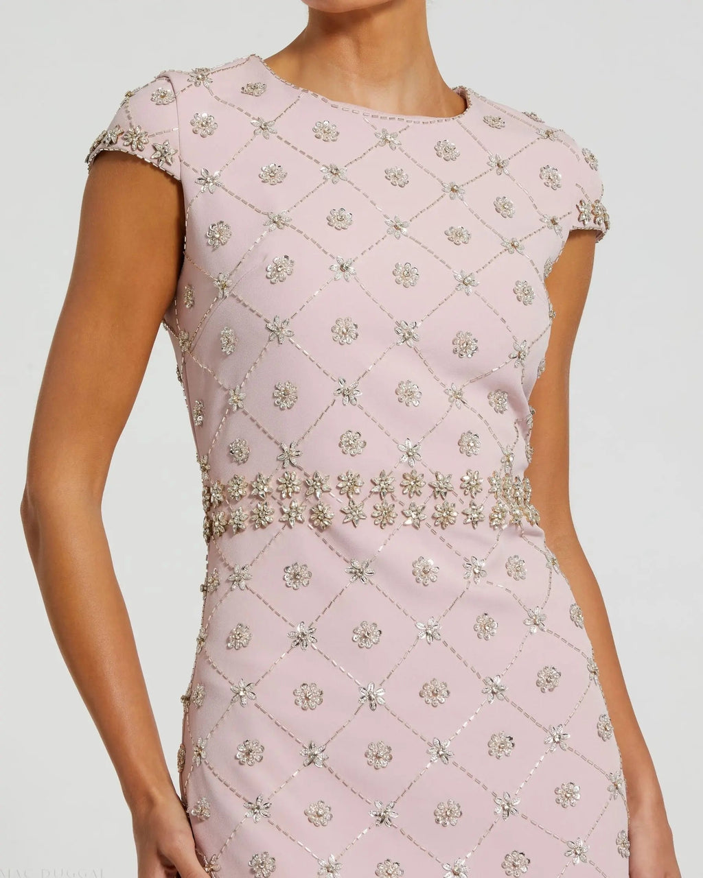 Women's Pink Midi Dress - Pink Sequin Floral