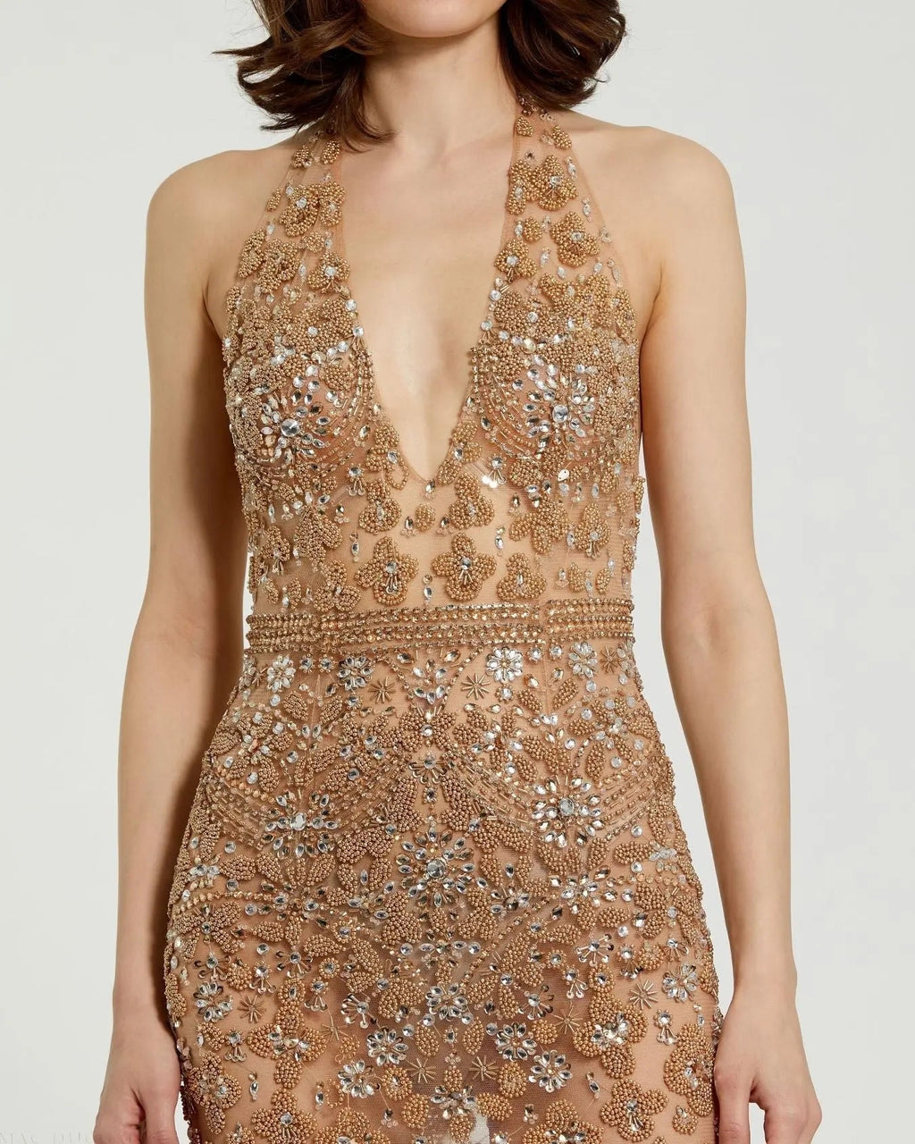 Women's Beige Dress Halter