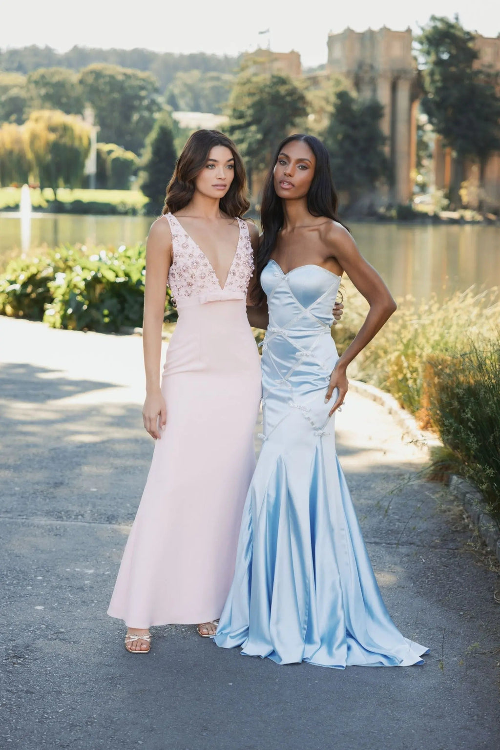 Women's Blue Dress Satin Strapless - Black