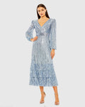 Women's Blue Dress Sequin - Blue Ruffle Mesh