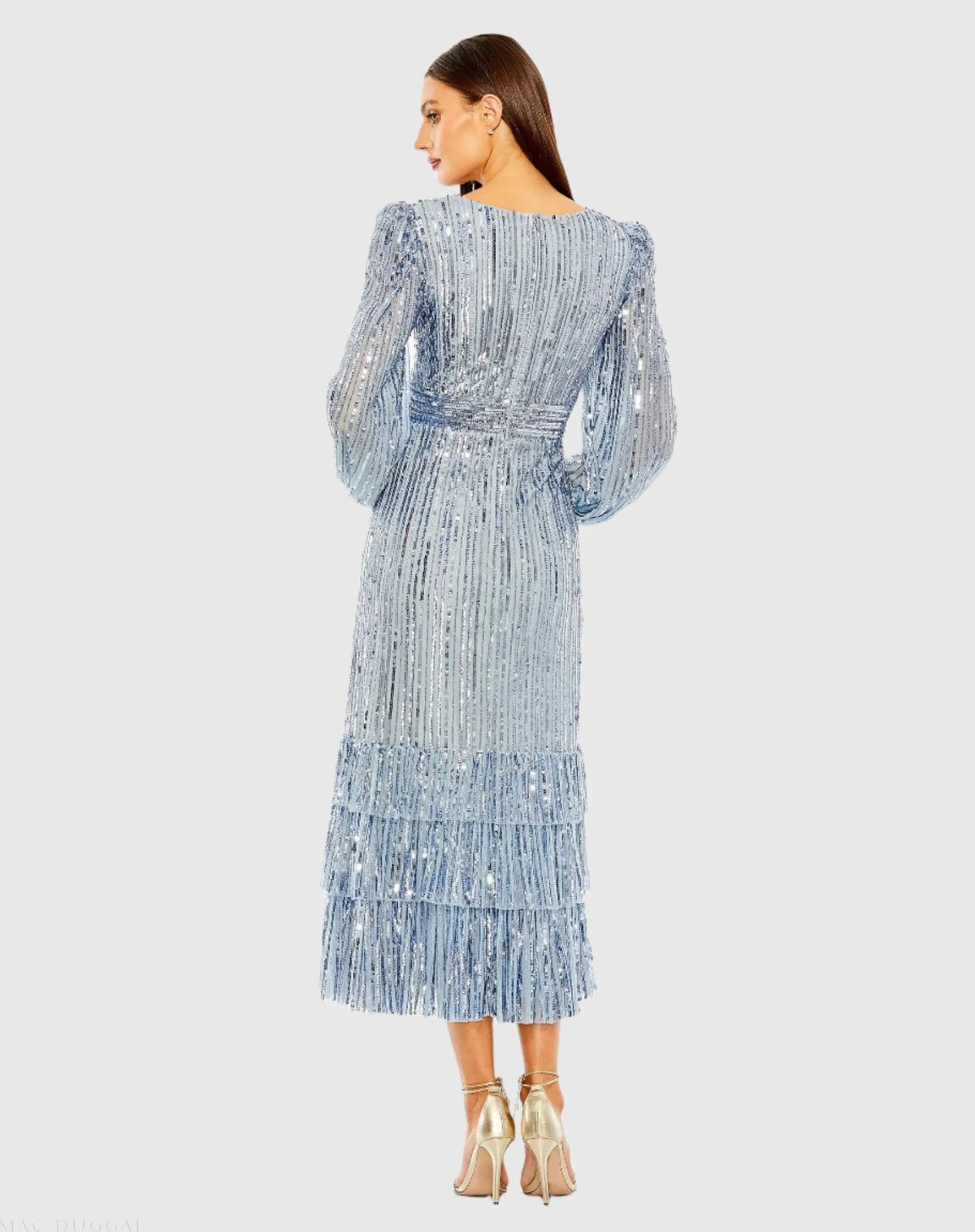 Women's Blue Dress Sequin - Blue Ruffle Mesh