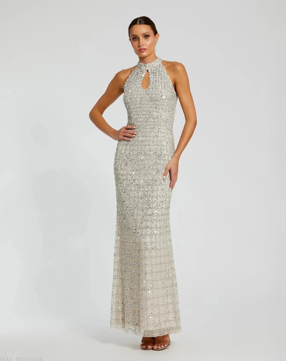 Women's Dress Halter - Sequin Cutout