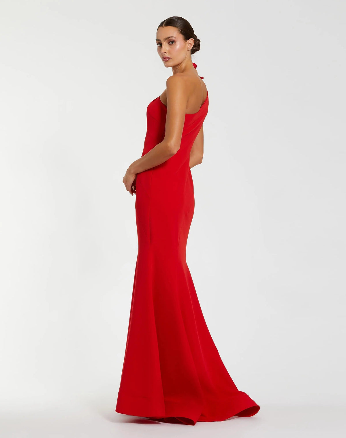Women's Red Dress One Shoulder - Black Floral One-Shoulder