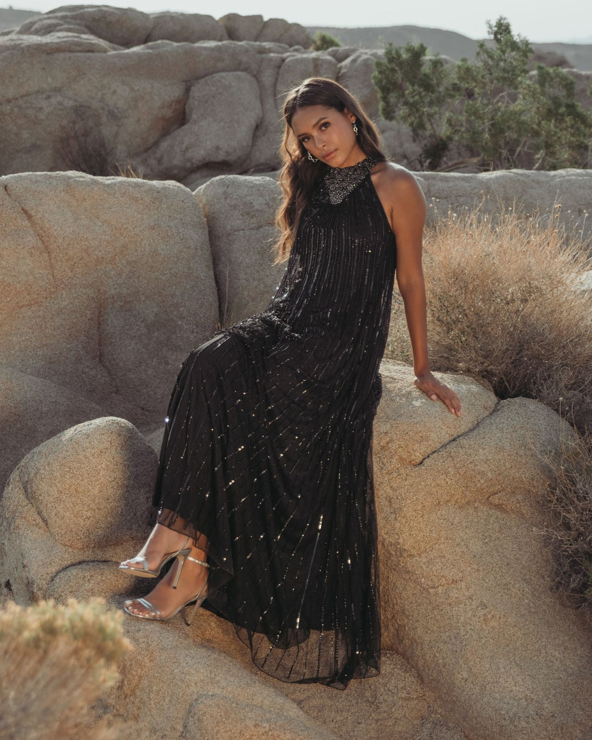 Women's Black Dress Halter Sleeveless