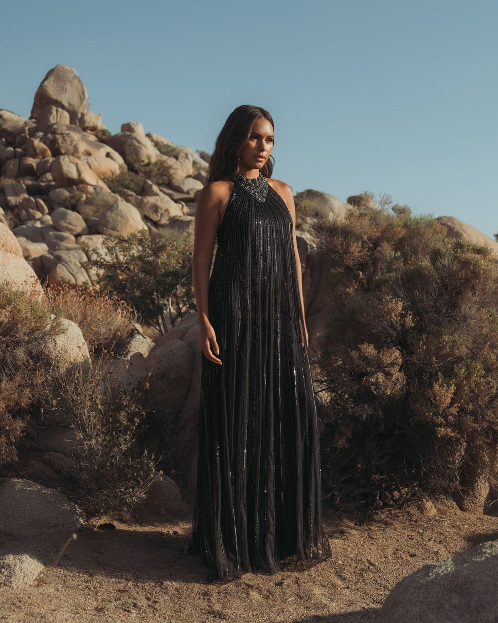 Women's Black Dress Halter Sleeveless