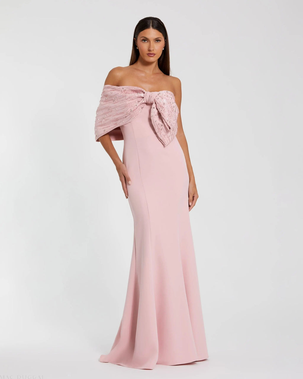Women's Pink Dress Satin - Black Sequin Strapless