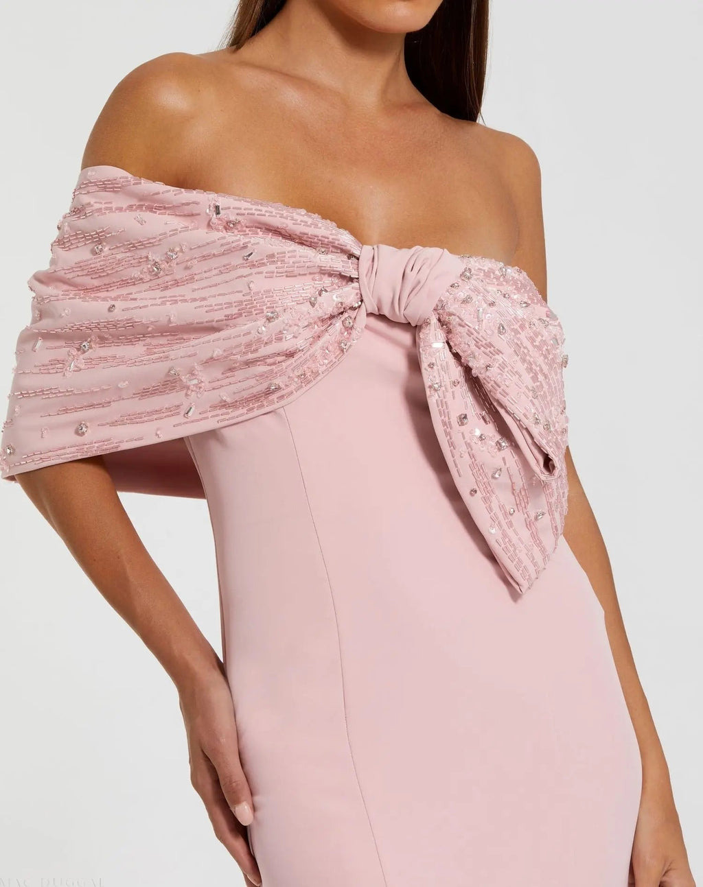 Women's Pink Dress Satin - Black Sequin Strapless