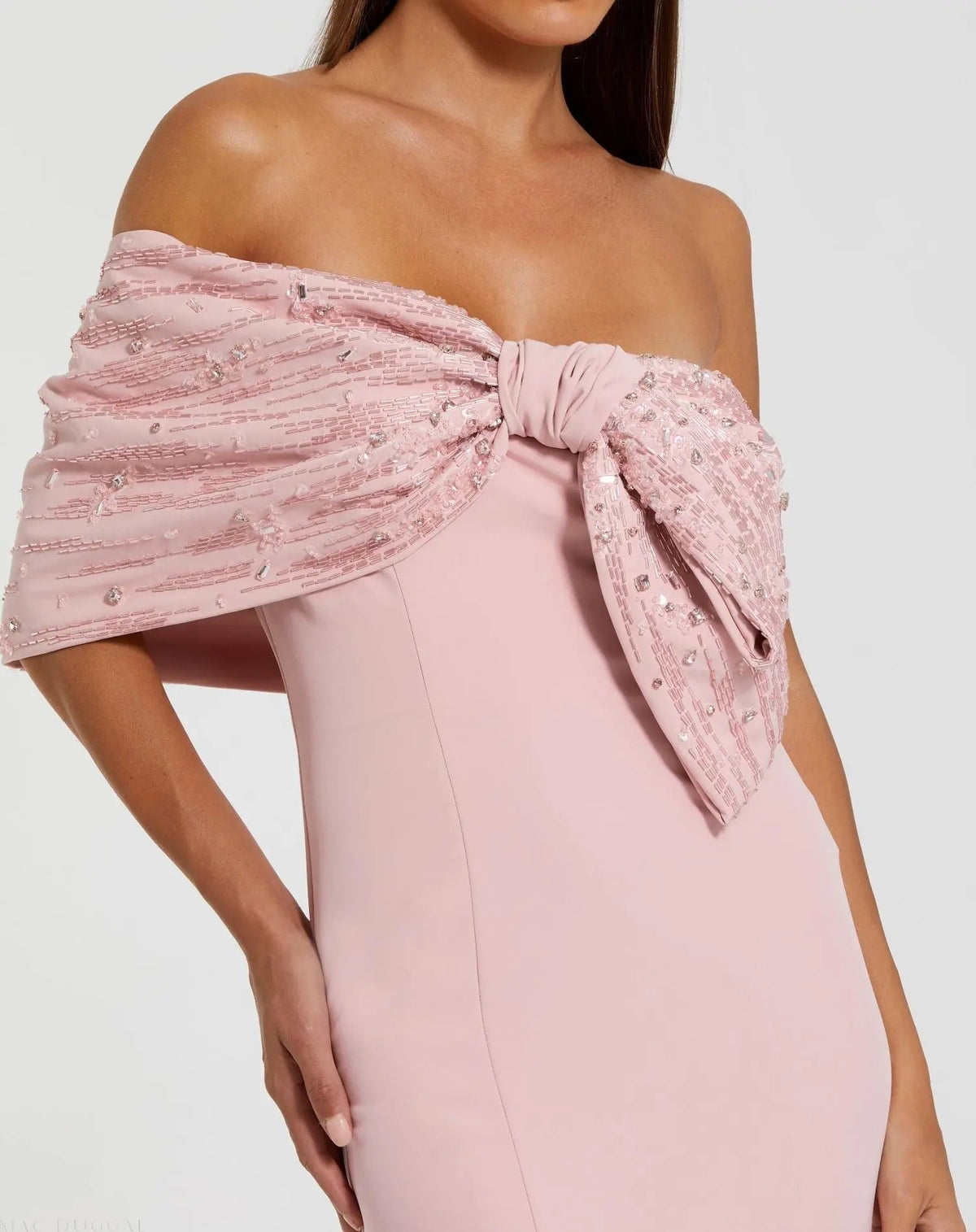 Women's Pink Dress Satin - Black Sequin Strapless