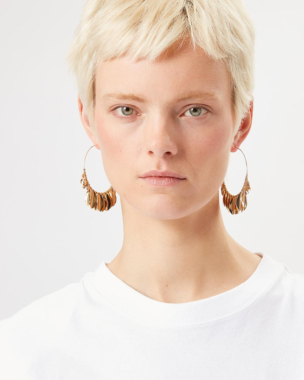 Metal Shiny Leaf Earrings