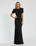 Women's Dress - Beaded Gown - Sleeve Beaded Gown