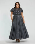 Women's Gray Evening Dress for Evening & Special Occasions - Black Sequin Mesh