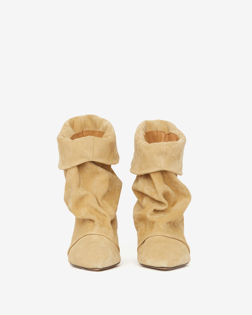 Slouchy Suede Cone-Heel Ankle Boots