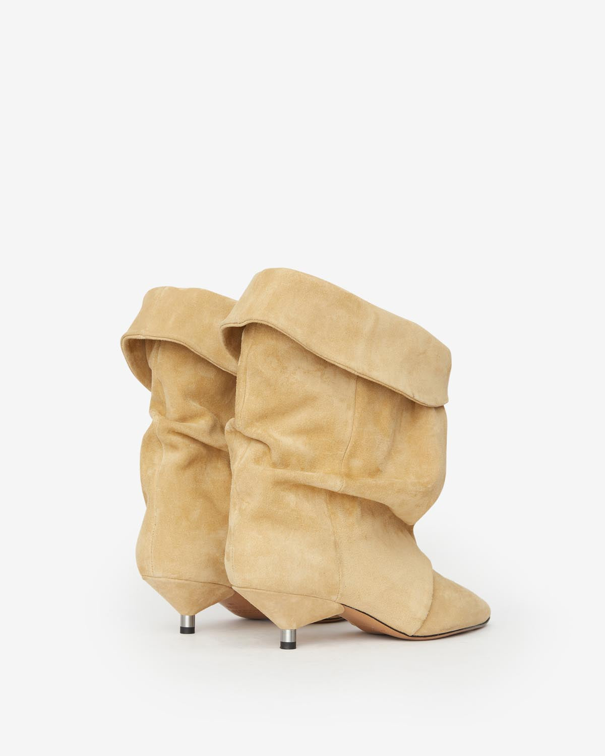 Slouchy Suede Cone-Heel Ankle Boots