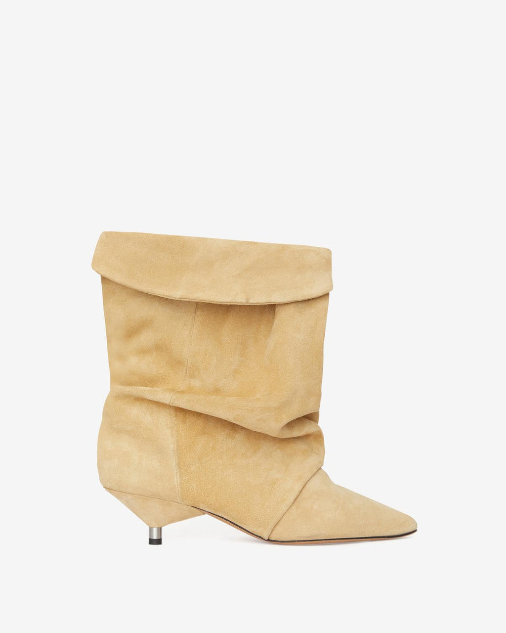 Slouchy Suede Cone-Heel Ankle Boots