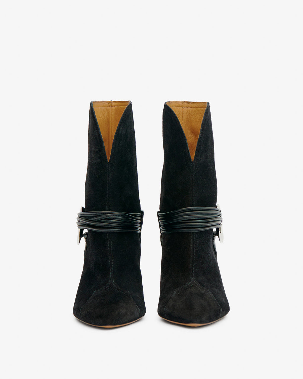 Western Strapped Leather Heeled Boots
