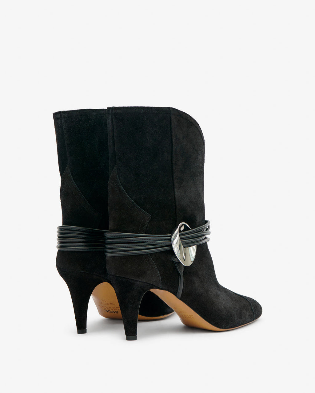 Western Strapped Leather Heeled Boots