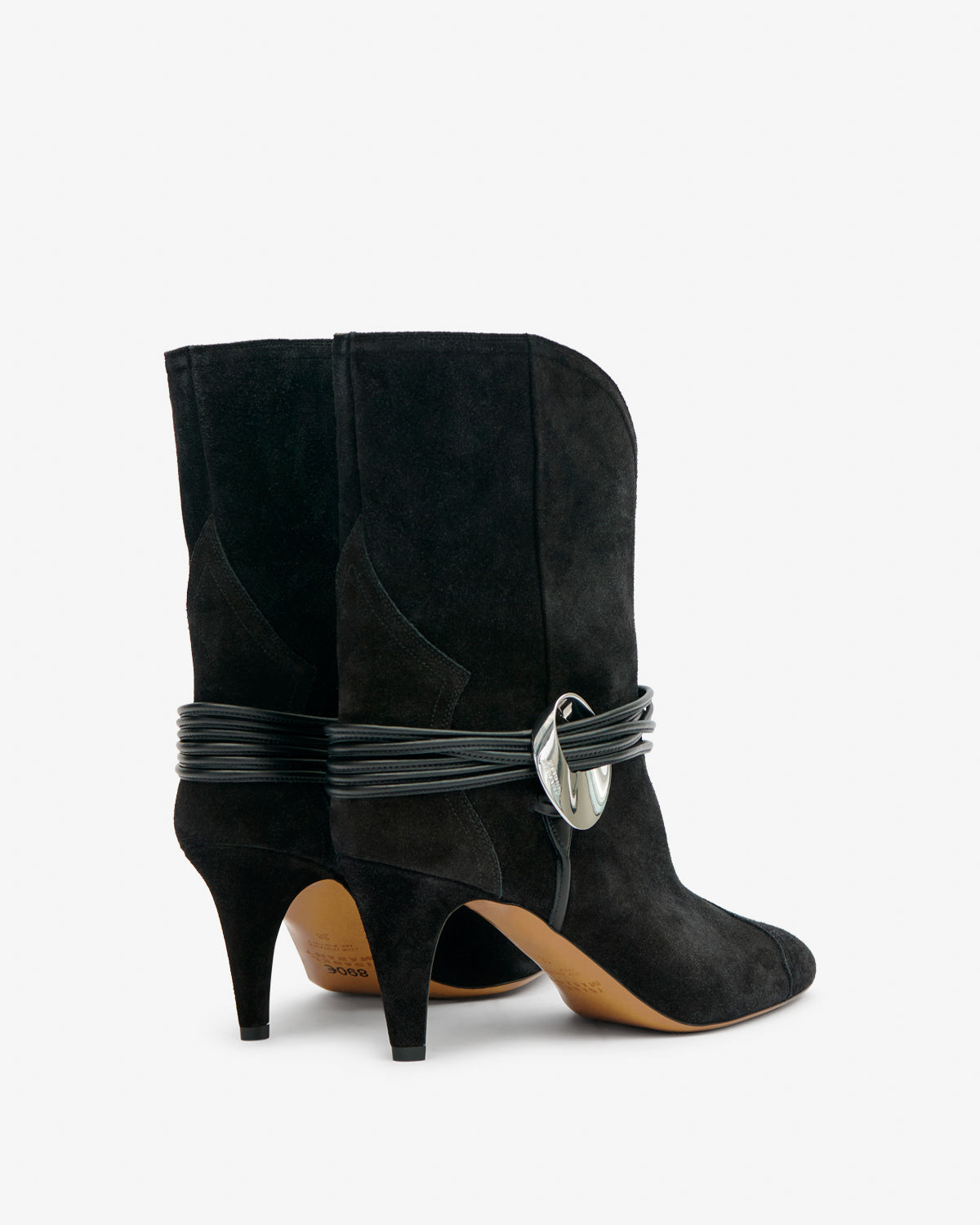 Western Strapped Leather Heeled Boots
