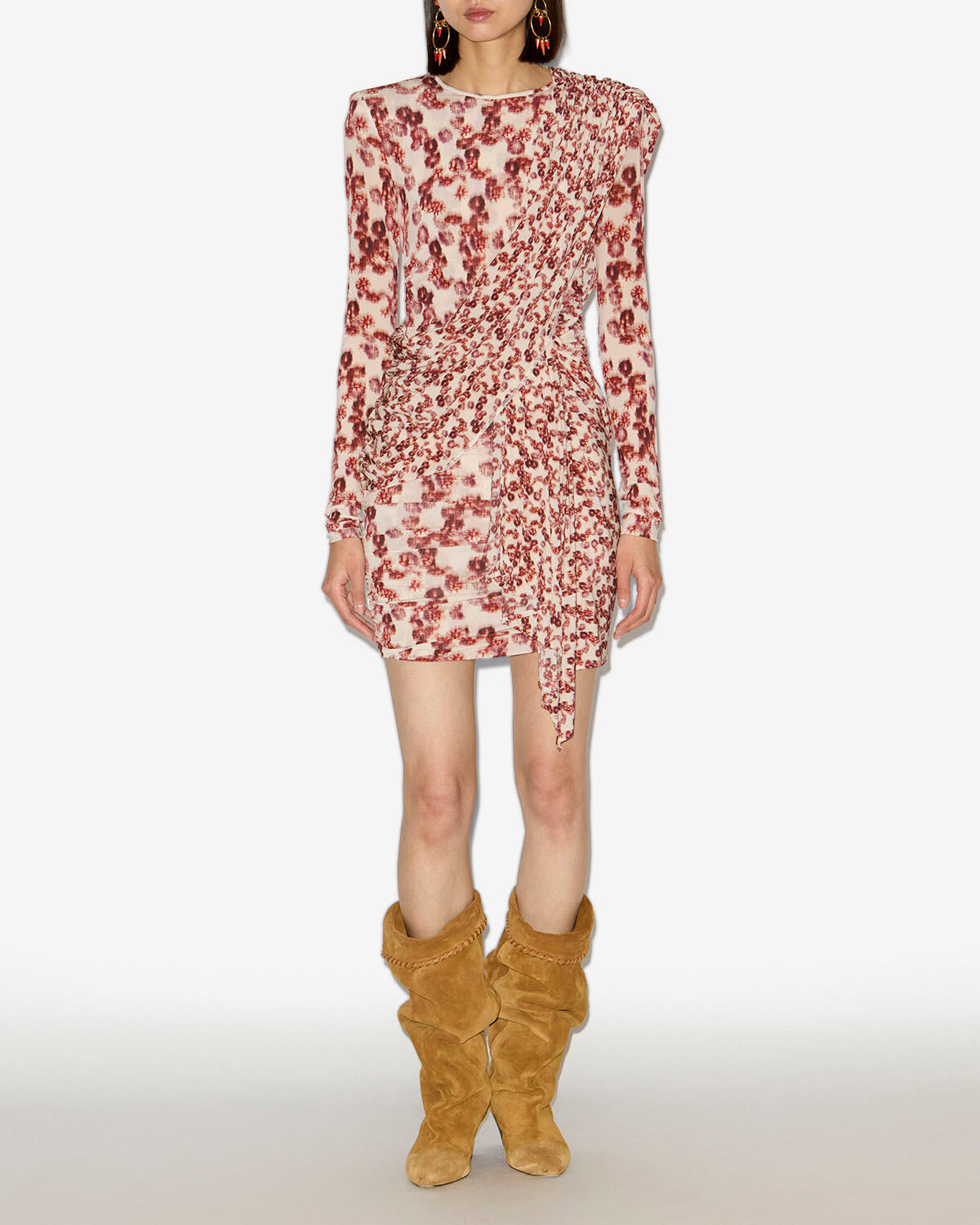 Floral Draped Mini Dress