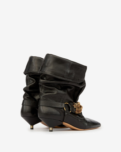 Chain-Embellished Slouchy Suede Boots