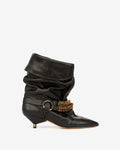 Chain-Embellished Slouchy Suede Boots