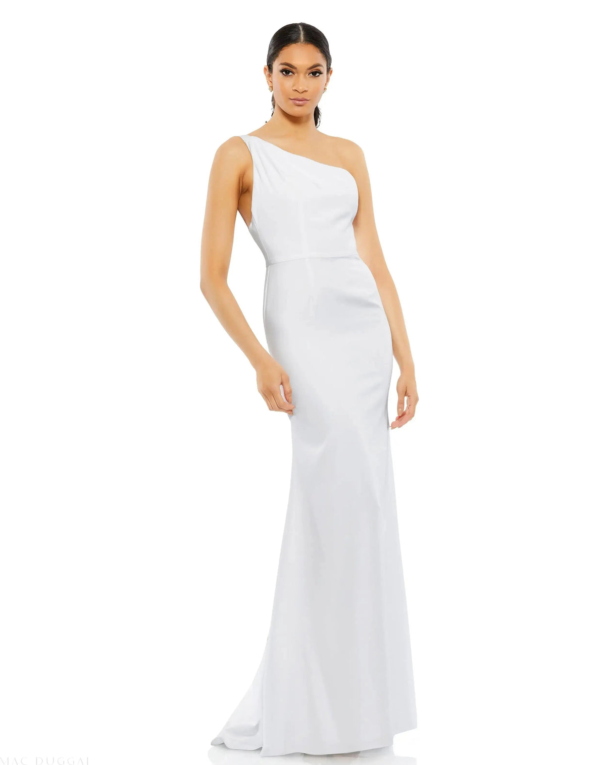 Women's White Dress One Shoulder - Black One-Shoulder Backless