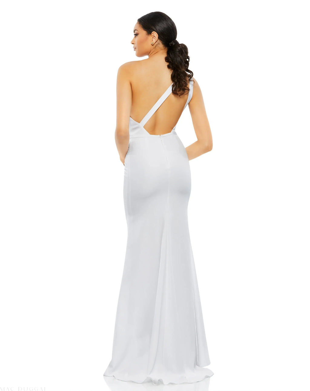 Women's White Dress One Shoulder - Black One-Shoulder Backless