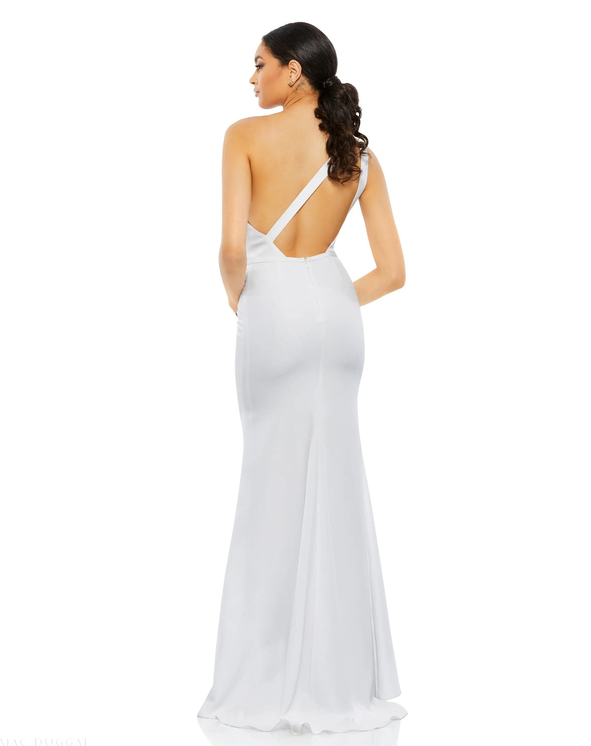 Women's White Dress One Shoulder - Black One-Shoulder Backless