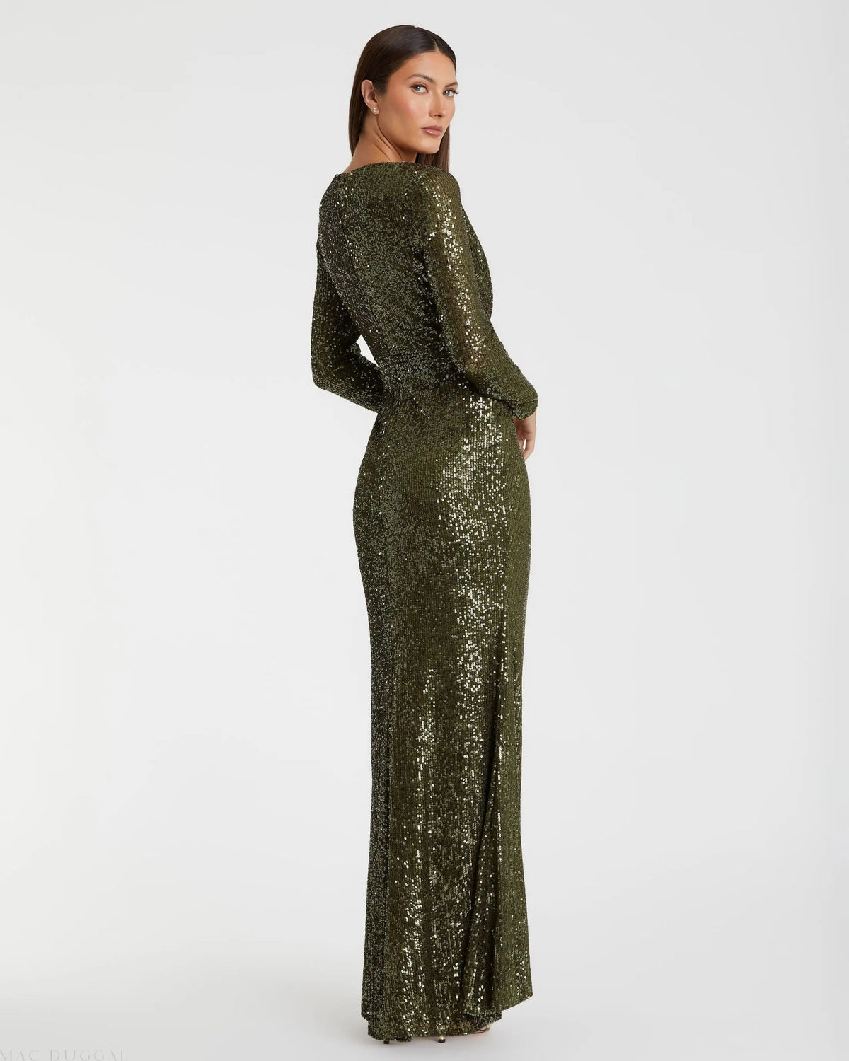 Women's Green Dress Sequin - Green Ruched