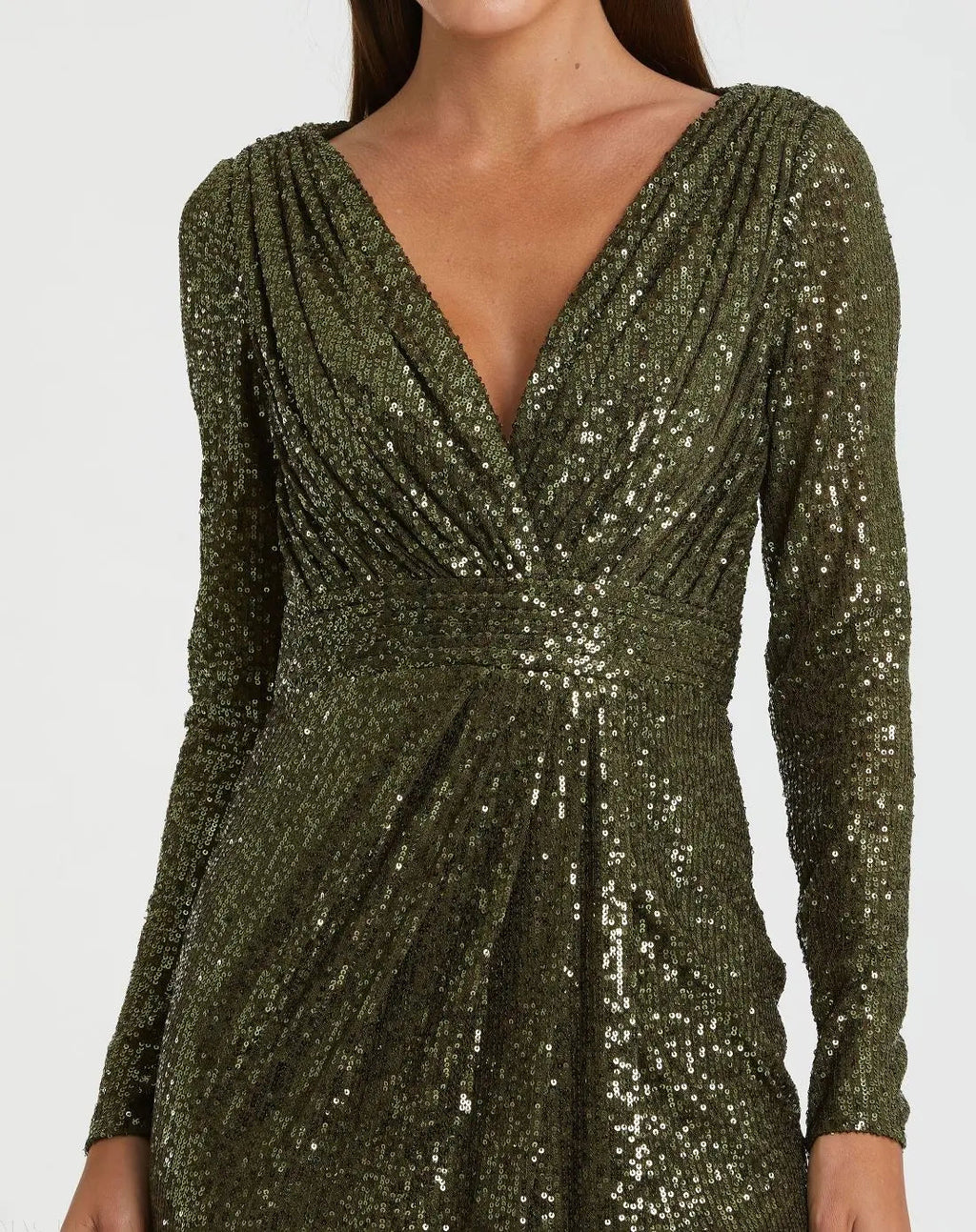 Women's Green Dress Sequin - Green Ruched