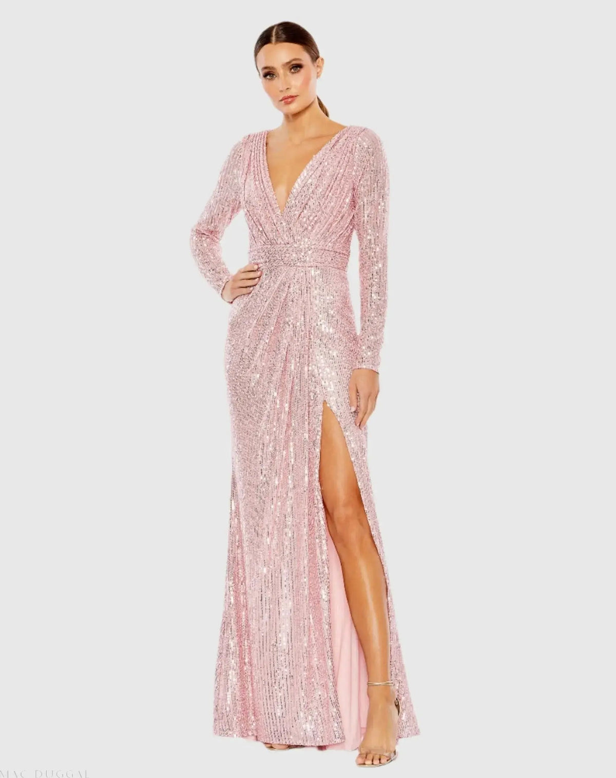 Women's Pink Dress Sequin - Pink Ruched Pleated