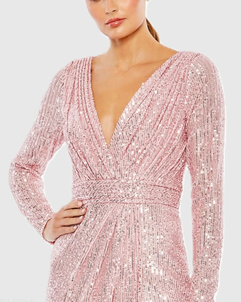 Women's Pink Dress Sequin - Pink Ruched Pleated