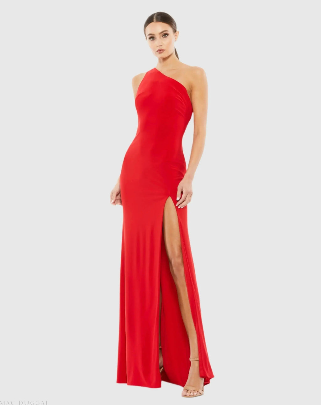 Women's Red Dress One Shoulder - Red One-Shoulder Backless