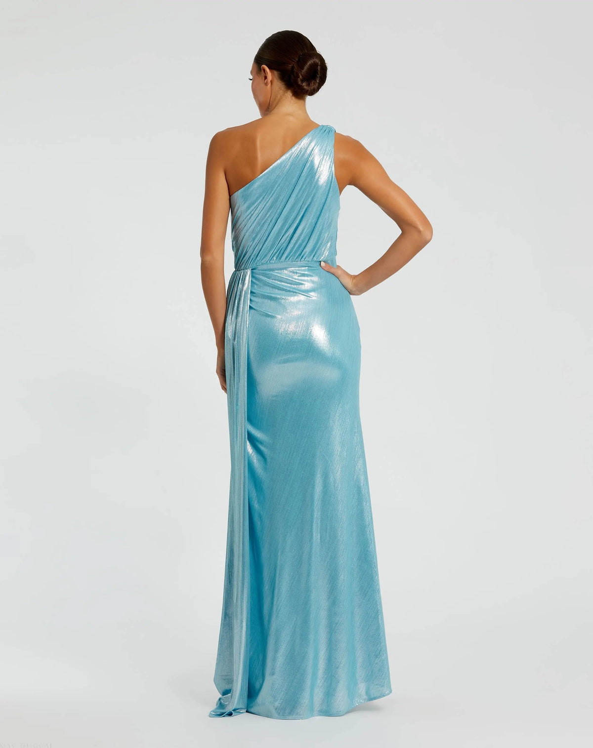 Women's Blue Dress One Shoulder - Red Ruched One-Shoulder