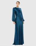 Women's Blue Dress Satin - Black