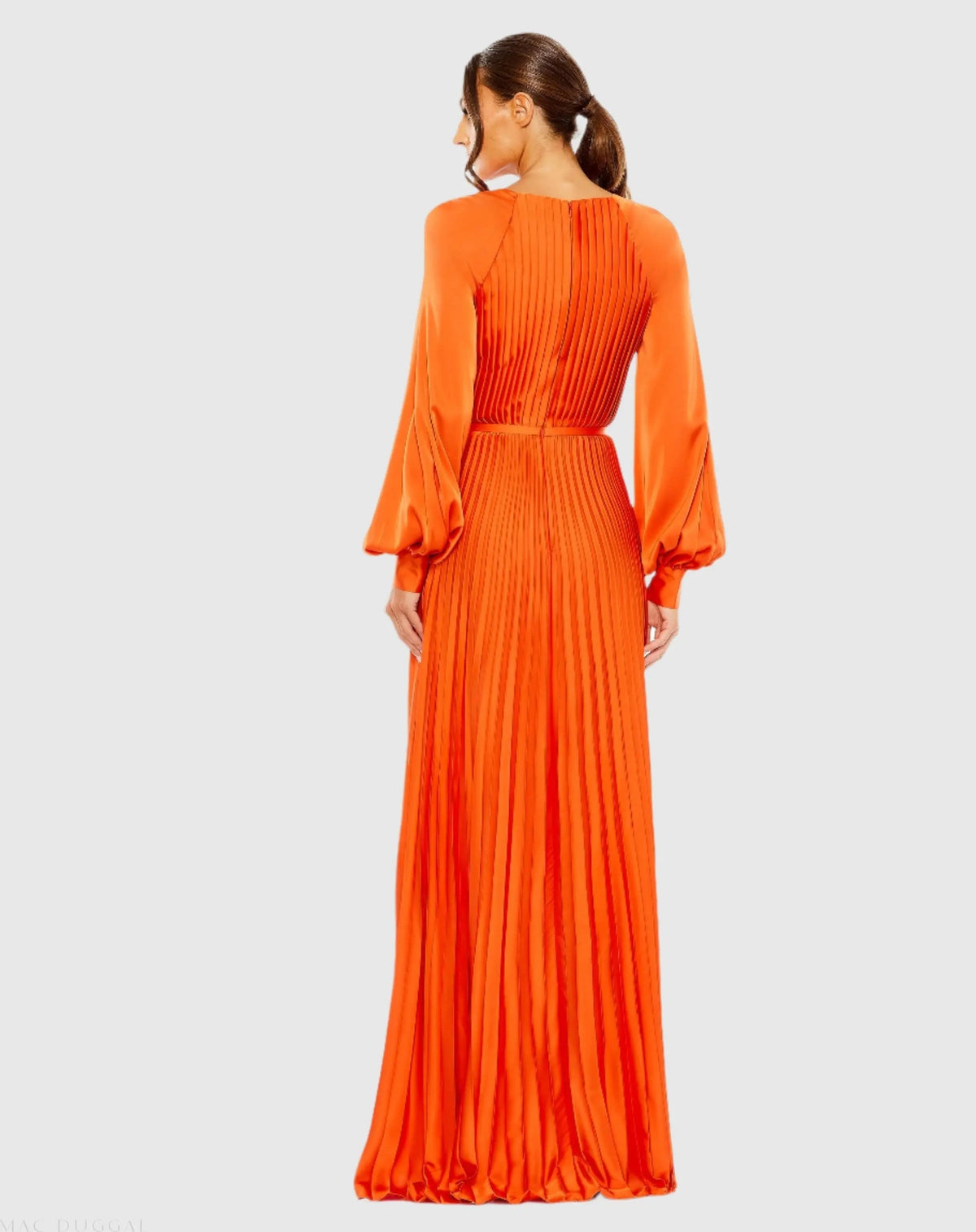 Women's Orange Dress - Orange Satin Pleated