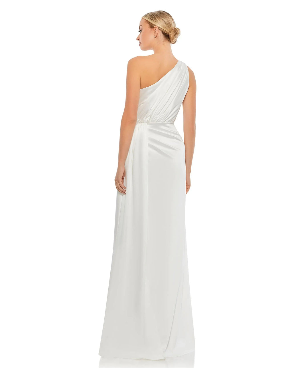 Women's White Dress Satin One Shoulder - Black One-Shoulder Pleated