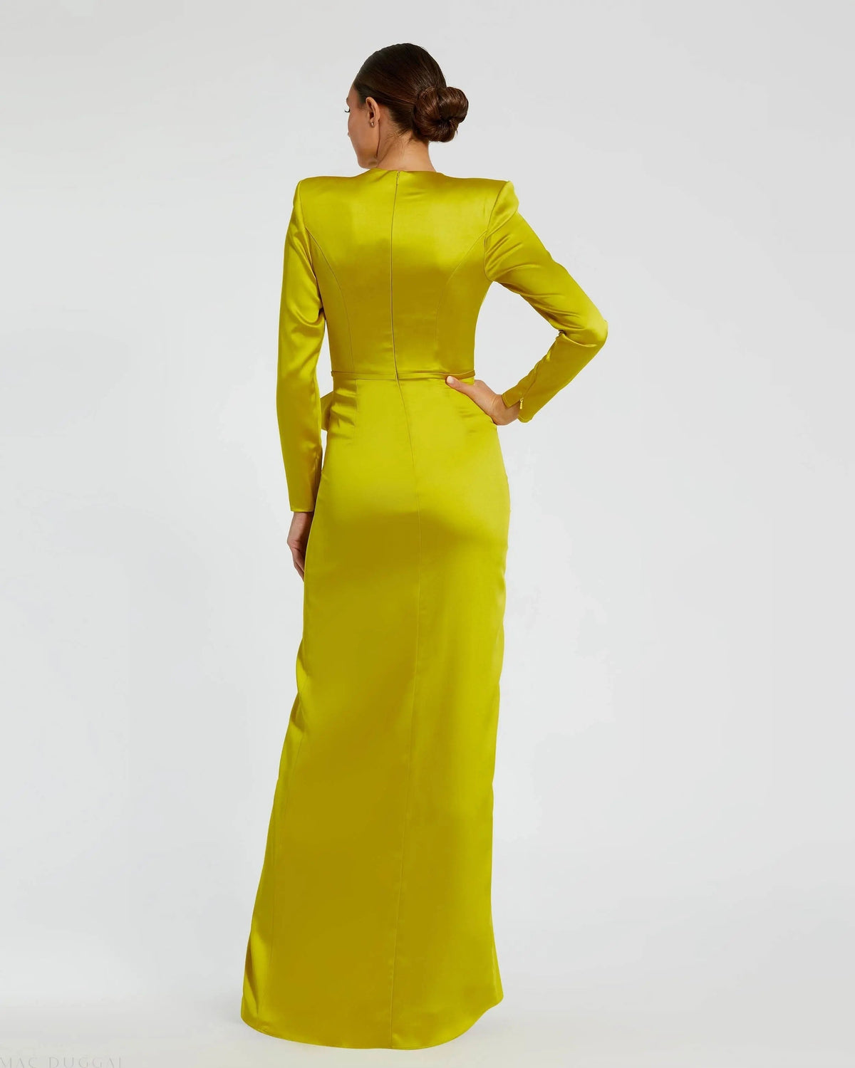 Women's Green Dress Satin - Black Ruffle