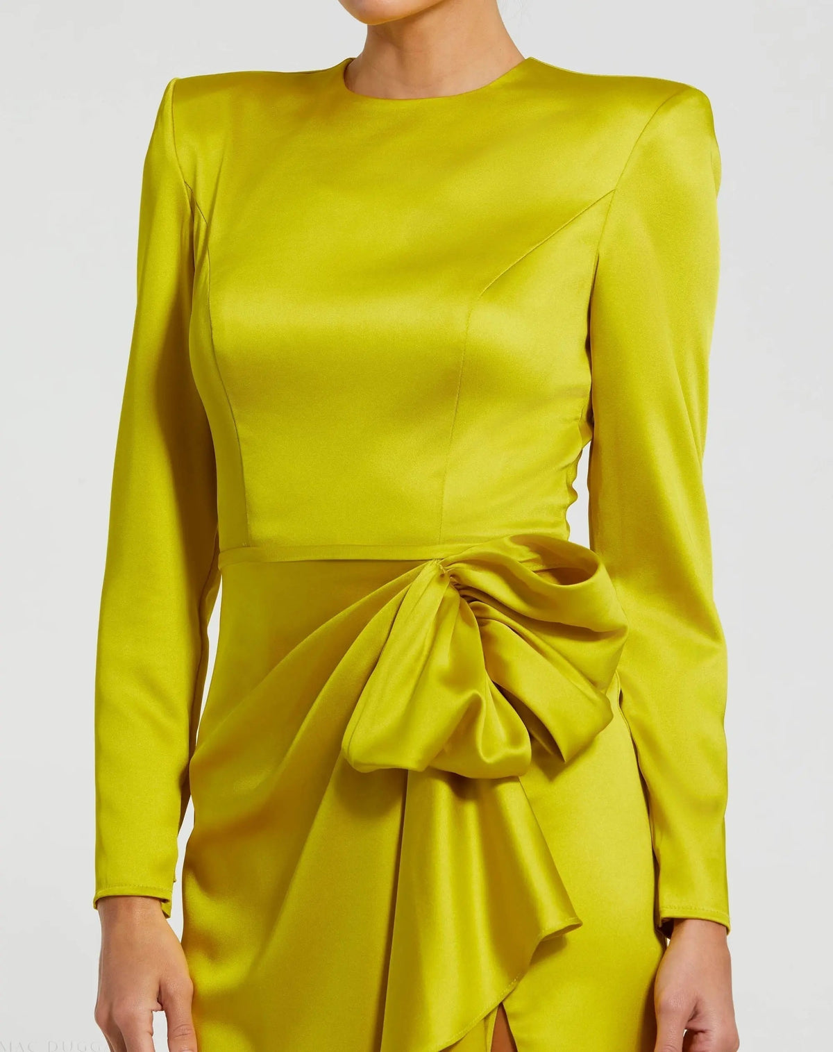 Women's Green Dress Satin - Black Ruffle