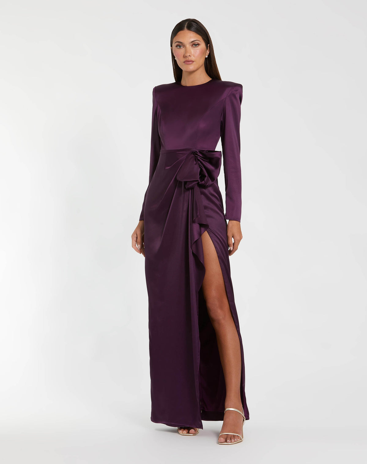 Women's Purple Dress - Black Satin Ruffle