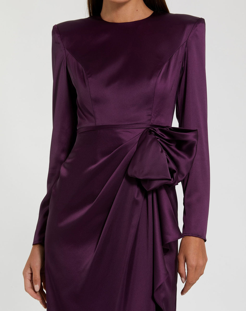 Women's Purple Dress - Black Satin Ruffle