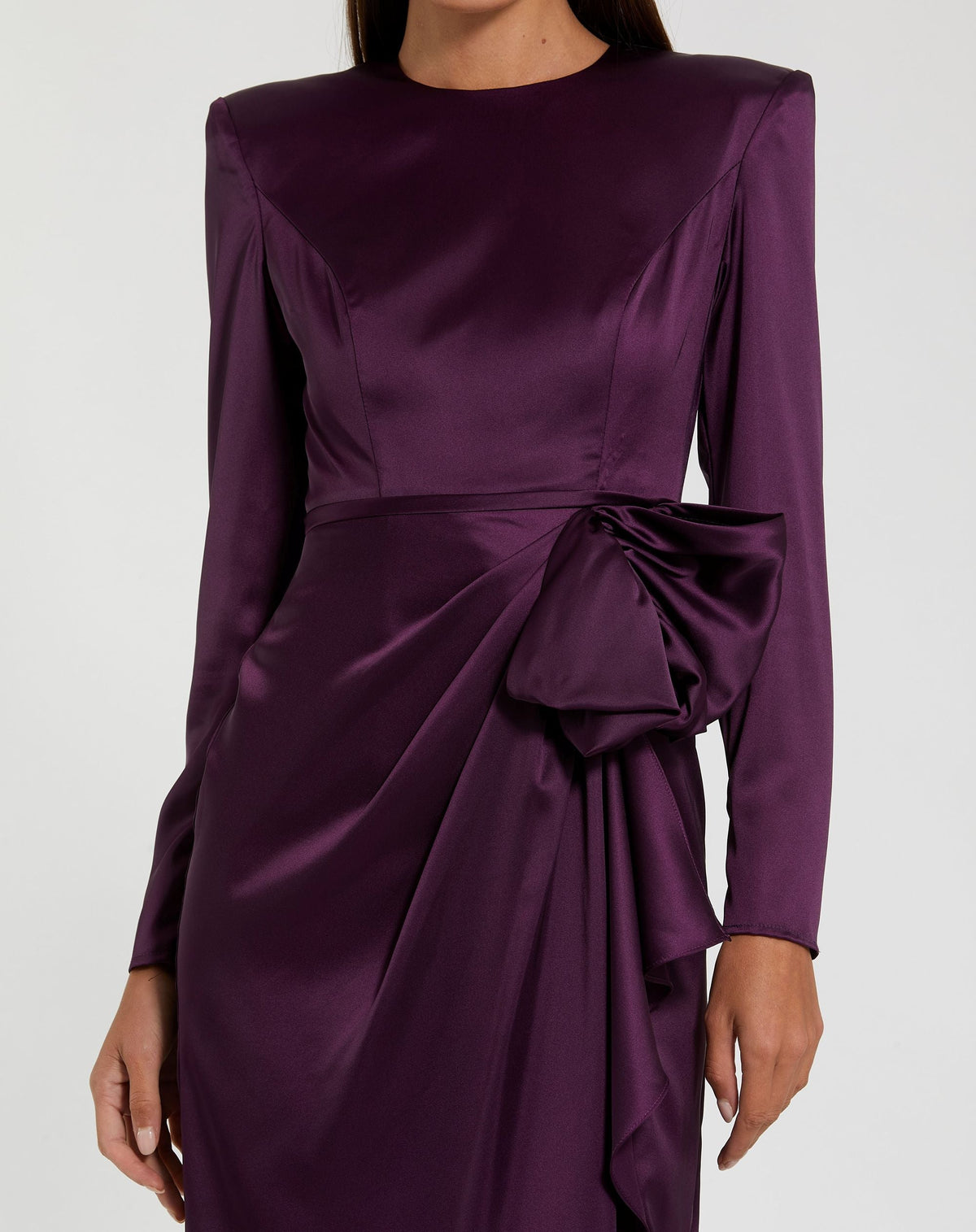 Women's Purple Dress - Black Satin Ruffle