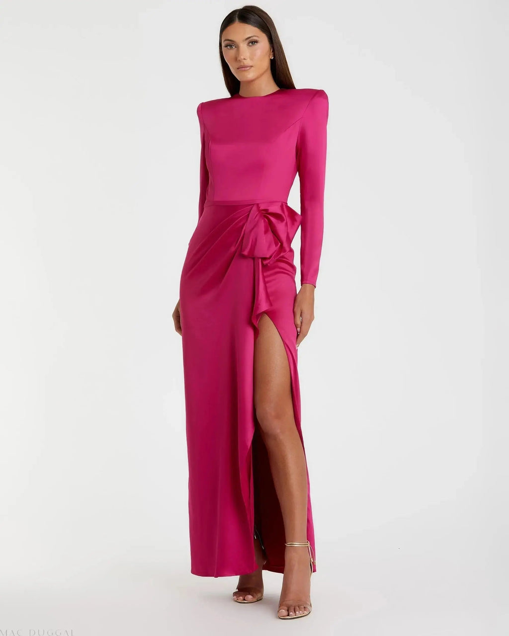 Women's Pink Dress Satin - Black Ruffle