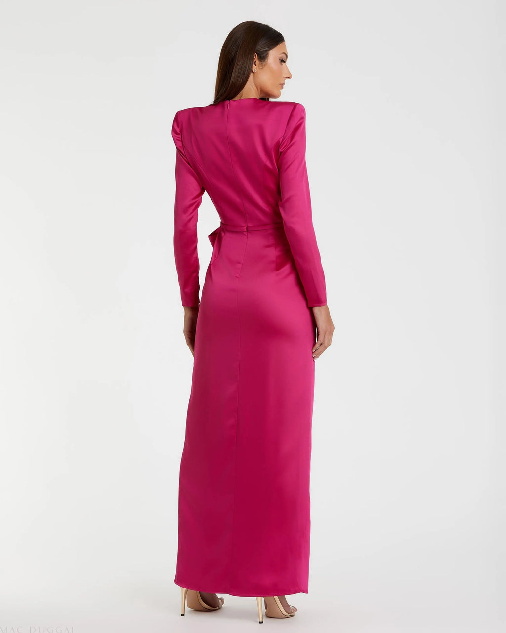 Women's Pink Dress Satin - Black Ruffle