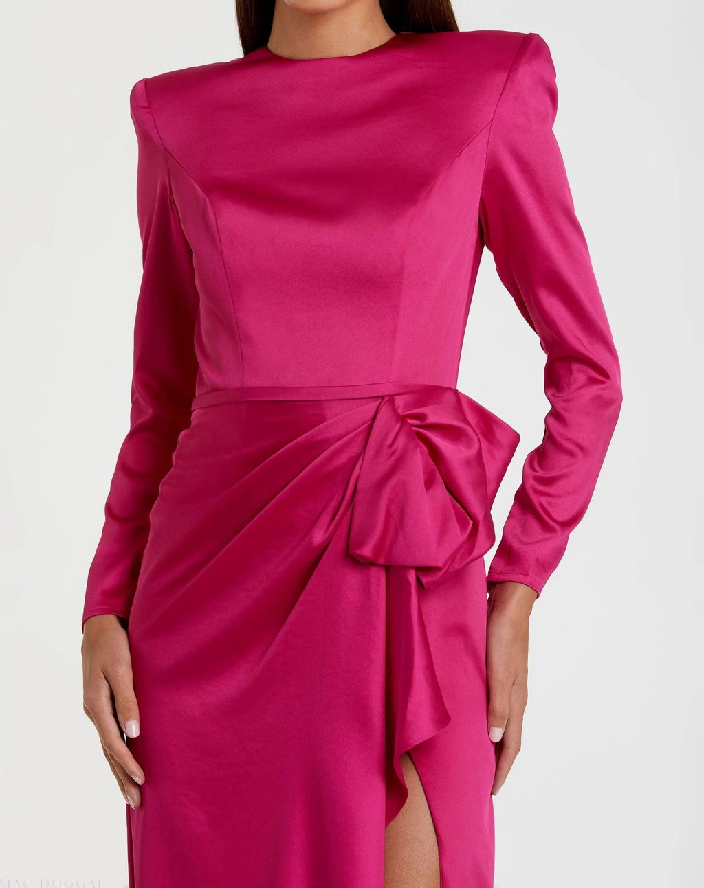 Women's Pink Dress Satin - Black Ruffle