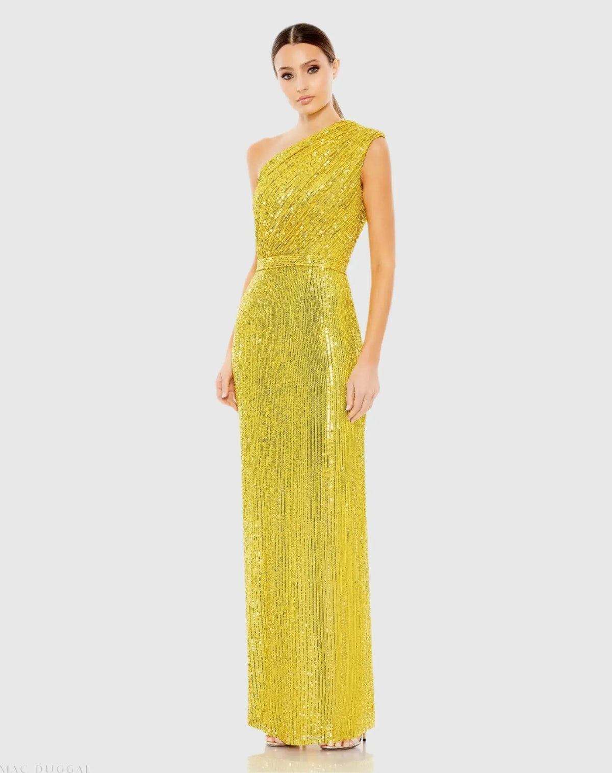 Women's Yellow Dress Sequin Ruched