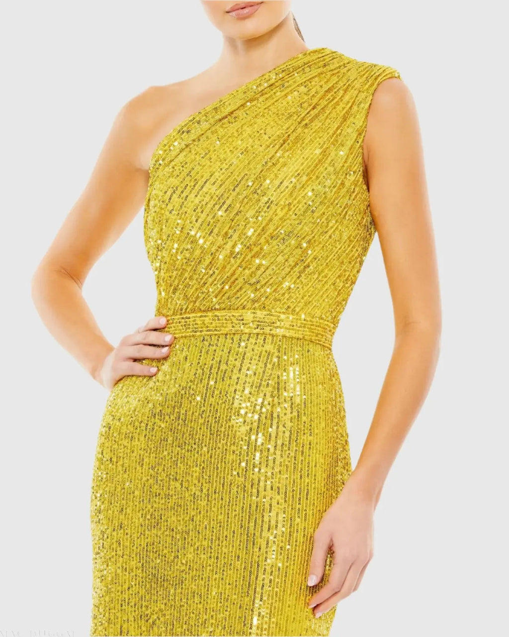 Women's Yellow Dress Sequin Ruched