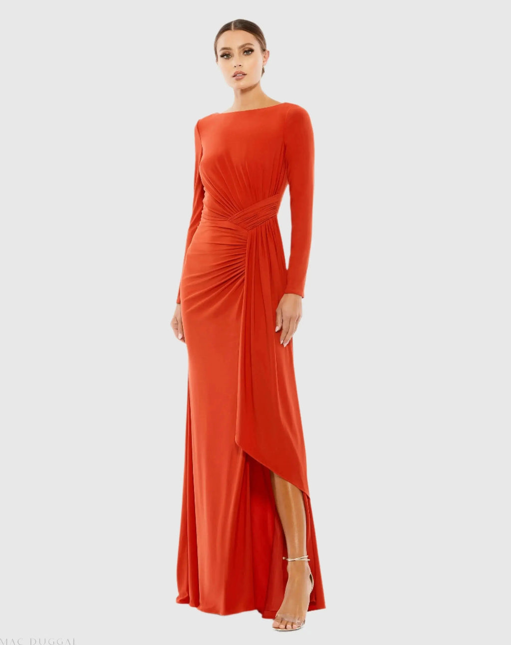 Women's Orange Dress Ruched