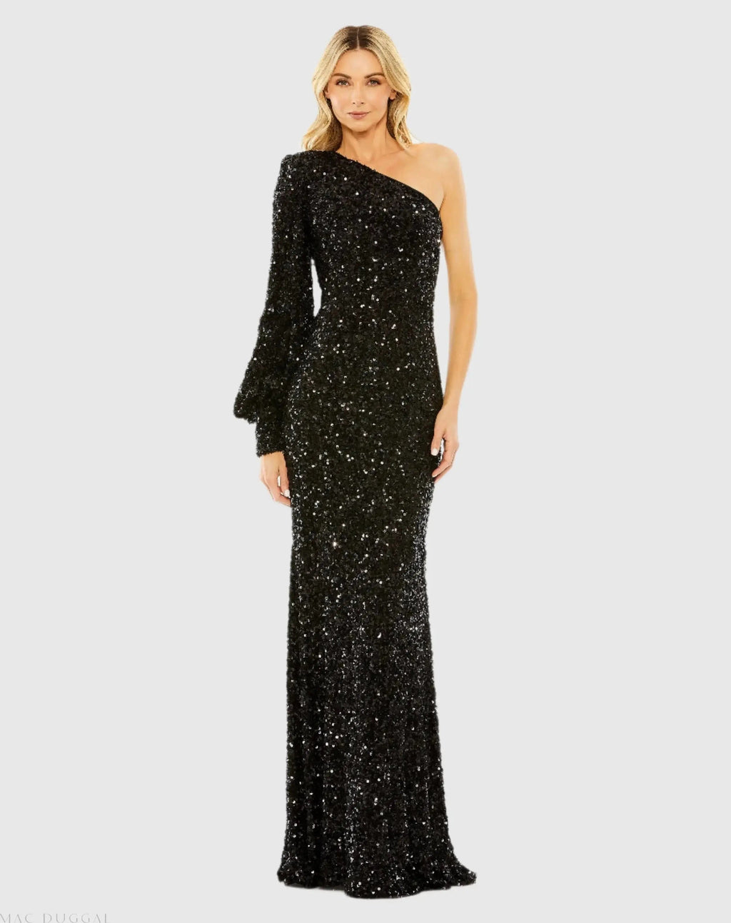 Women's Black Dress Sequin One Shoulder - Black One-Shoulder Asymmetrical